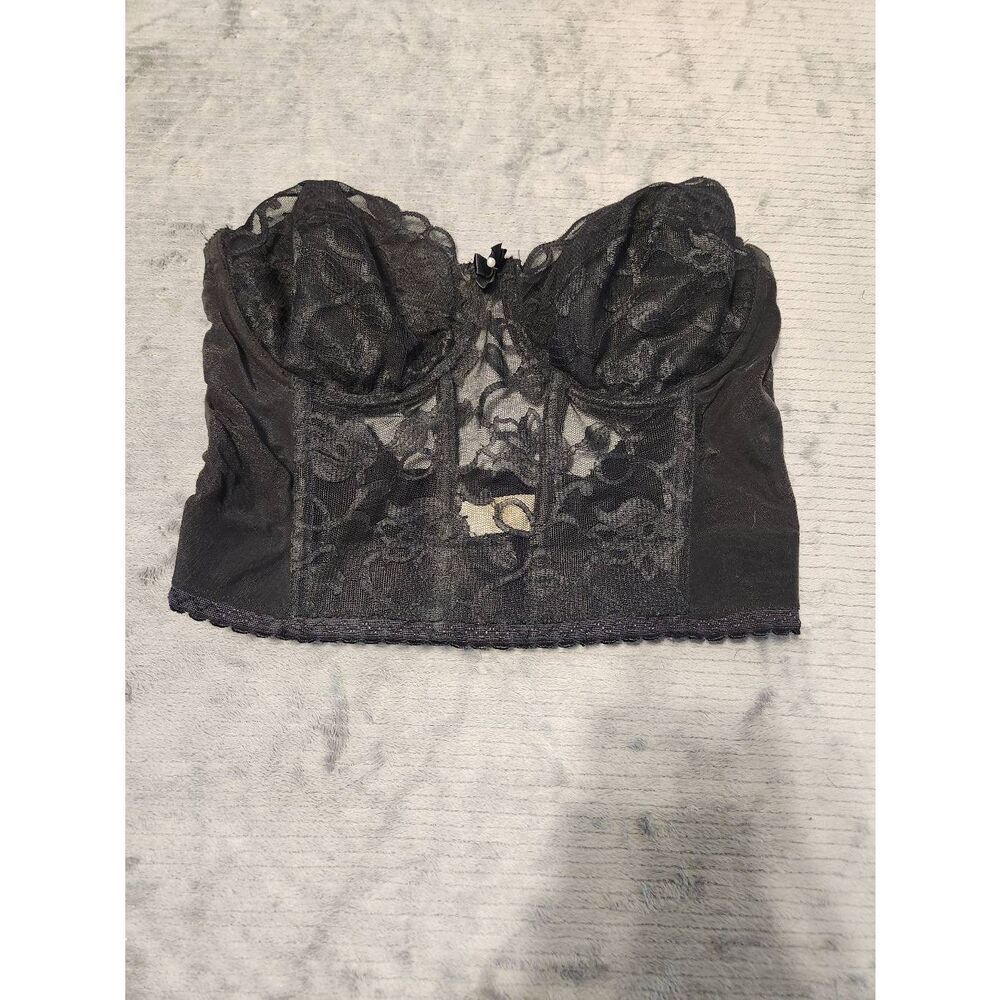 Vintage Valmont Black Corset Bustier with Lace Victorian Style Size 36C 1015
